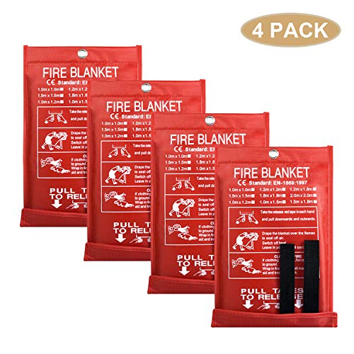 4 Pack Fire Blanket Fire Guardian Blanket and Fire Blanket Fire Suppression Blankets