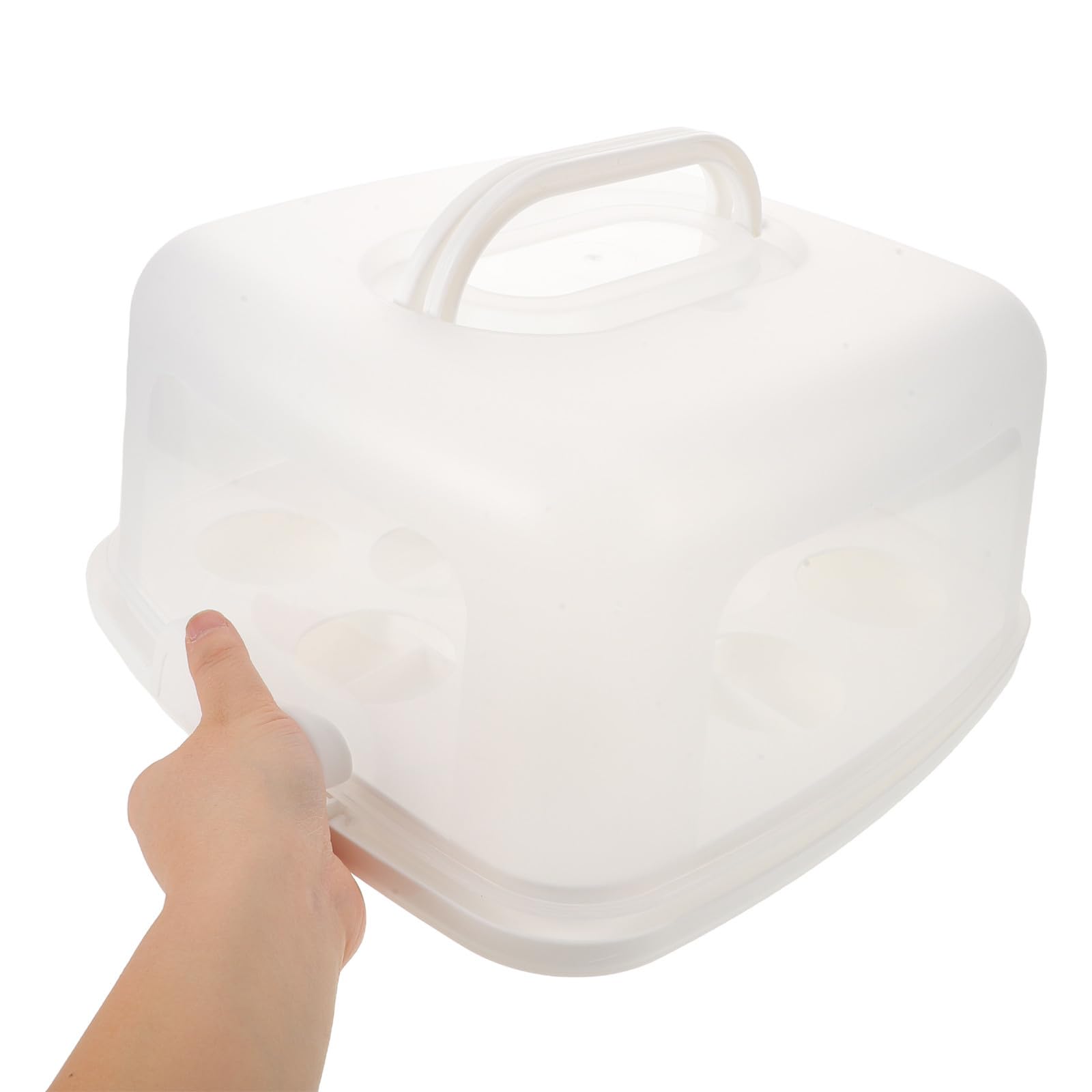 Portatorta con Manico 10 Pollici Bianco in Plastica | Inserto 10 Cupcake Incluso, Coperchio Ermetico, Visibilità Trasparente, per Dessert e Compleanni