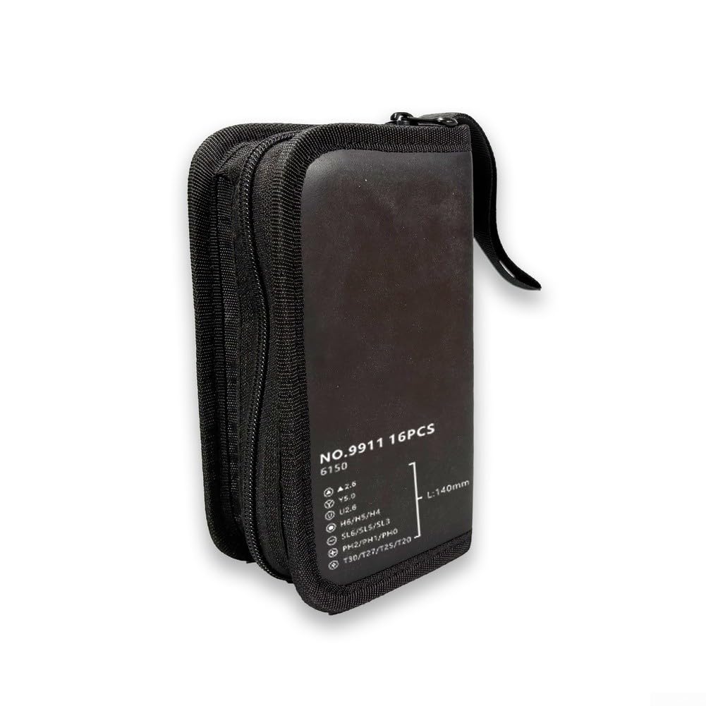 Juego Destornilladores 16 Piezas para acero Resorte para puntas Intercambiables Mango Antideslizante para Reparación Muebles Electrónica Estuche para compacto 17.5cm