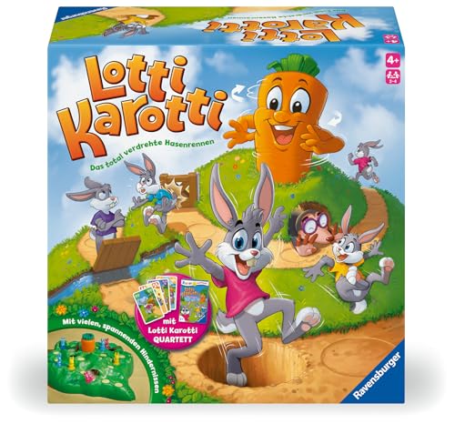 Ravensburger Lotti Karotti, Gesellschaftsspiel für Kinder und Erwachsene, 2-4 Spieler, ab 4 Jahren, inklusive Lotti Karotti Quartett Kartenspiel, Amazon Sonderedition – Bild 3