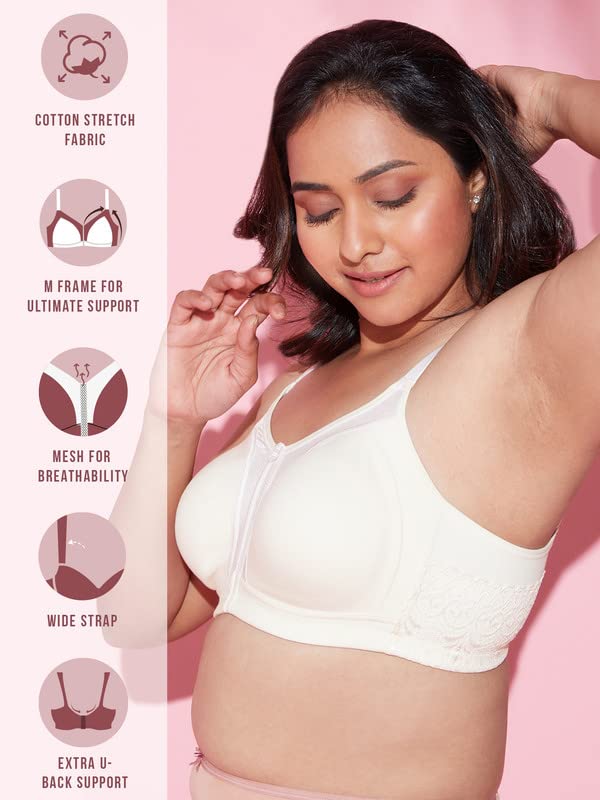 Image of NYKD NYB101 Cotton Non Padded Non Wired Full Coverage Everyday Bra M-Frame Bounce Control (Plus