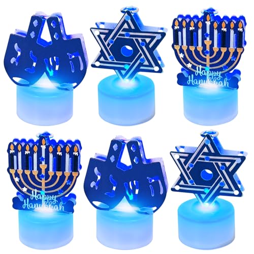 Bougies de Hanoukka aux détails soignés Étoile de David et Dreidel bleu