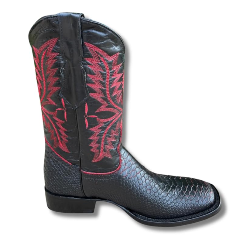 Image of Men's Alex Exotic Caiman Python Western Cowboy Boots Square Toe Pull On Tall Shaft bota de vaquero para hombre