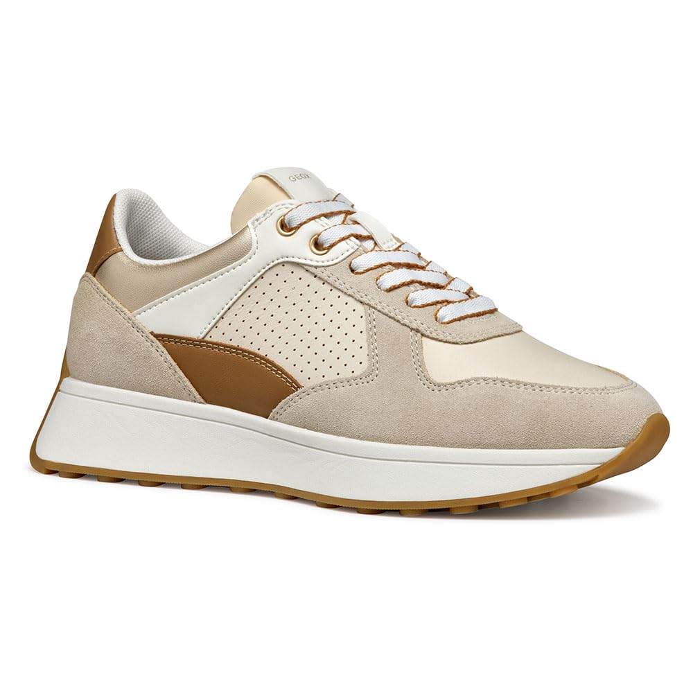 Geox D Amabel A, Women’s Sneaker, Papyrus/Lt Taupe,