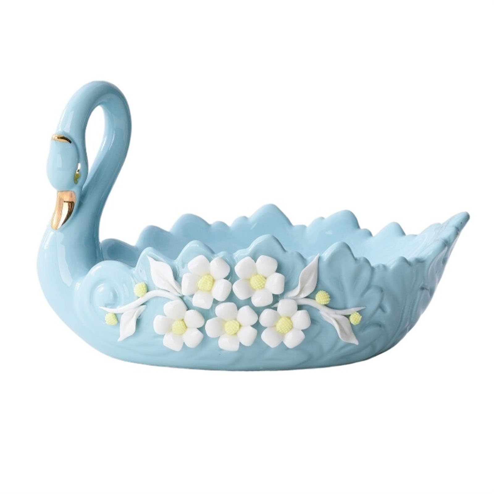Ciotola grande in ceramica da portata con decori floreali blu