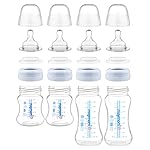 Maymom Wide-Mouth Milk Storage Collection Feeding Bottle with Nipple, Dome Cap, Bottle Top, SureSeal Disk; Compatible with Spectra/Luna Pumps; 4.7oz/140mL, 2pc & 9oz/280mL, 2pc