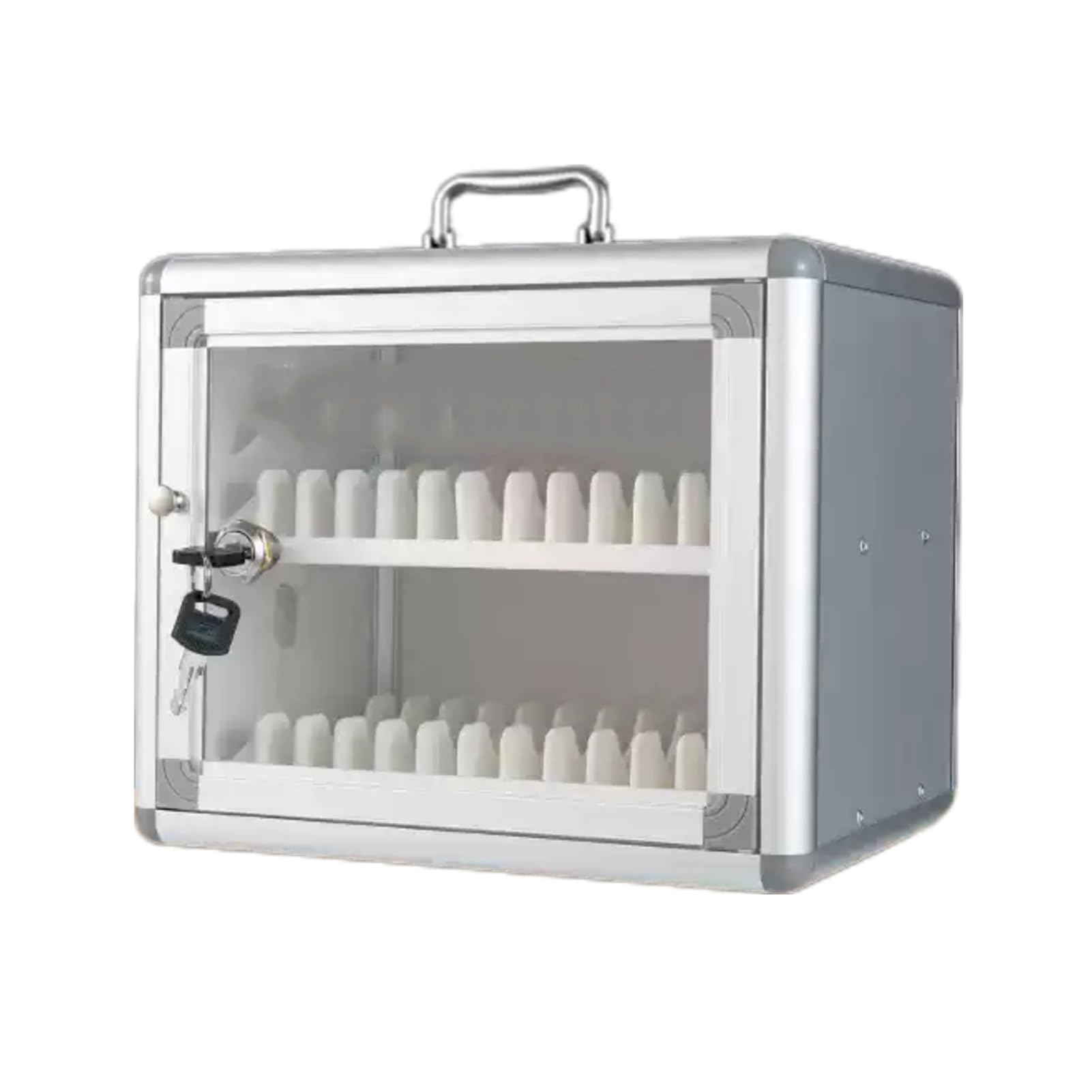 Mobile Phone Storage Cabinet Transparent Mobile Phone Storage Cabinet Aluminum Alloy Mobile Phone Storage Cabinet,Stable Structure with Lock and Key Portable,Suitable for School Factory Office(24 grid