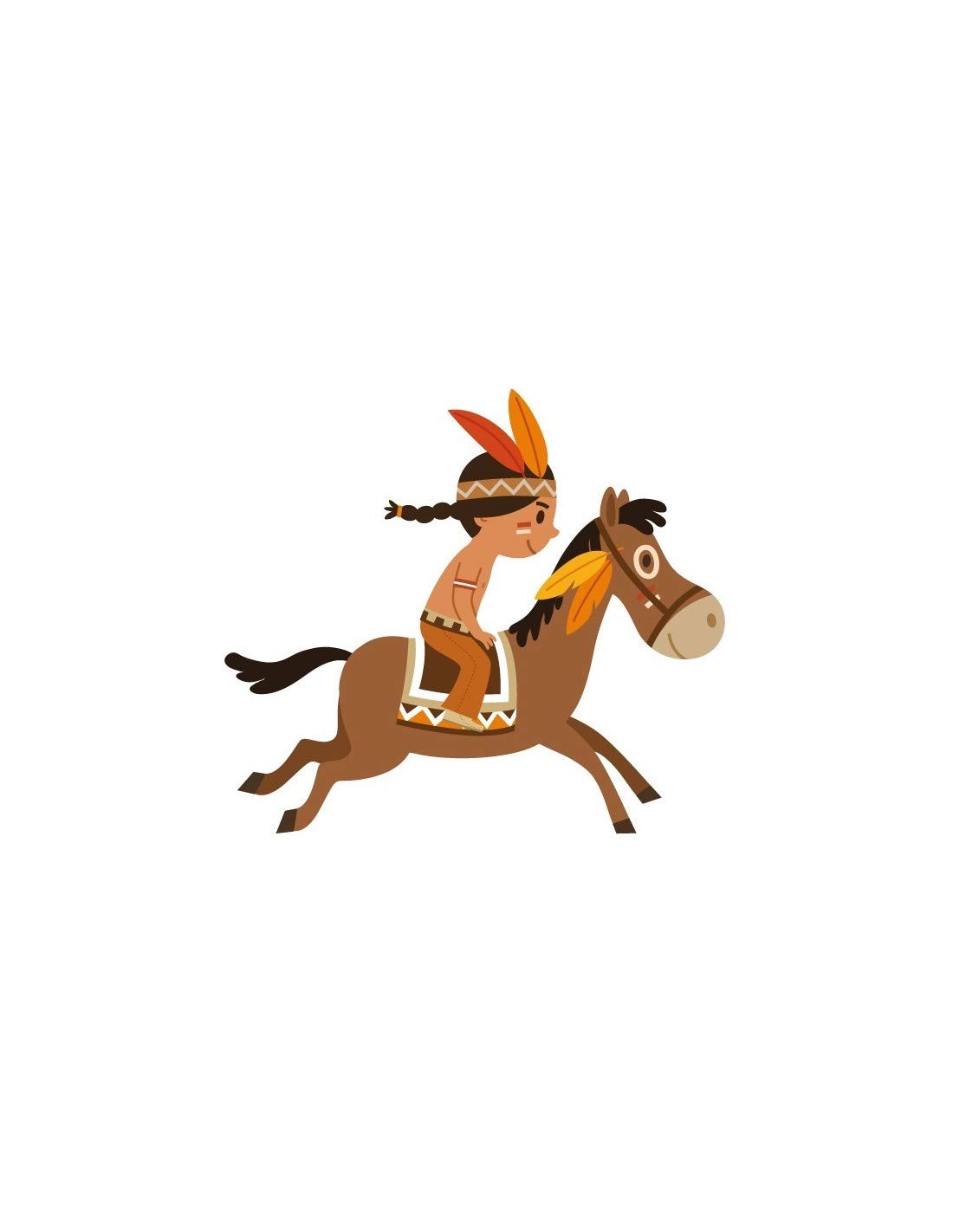 Sticker garçon Indien et son cheval de 53x47 cm pour décoration de chambre