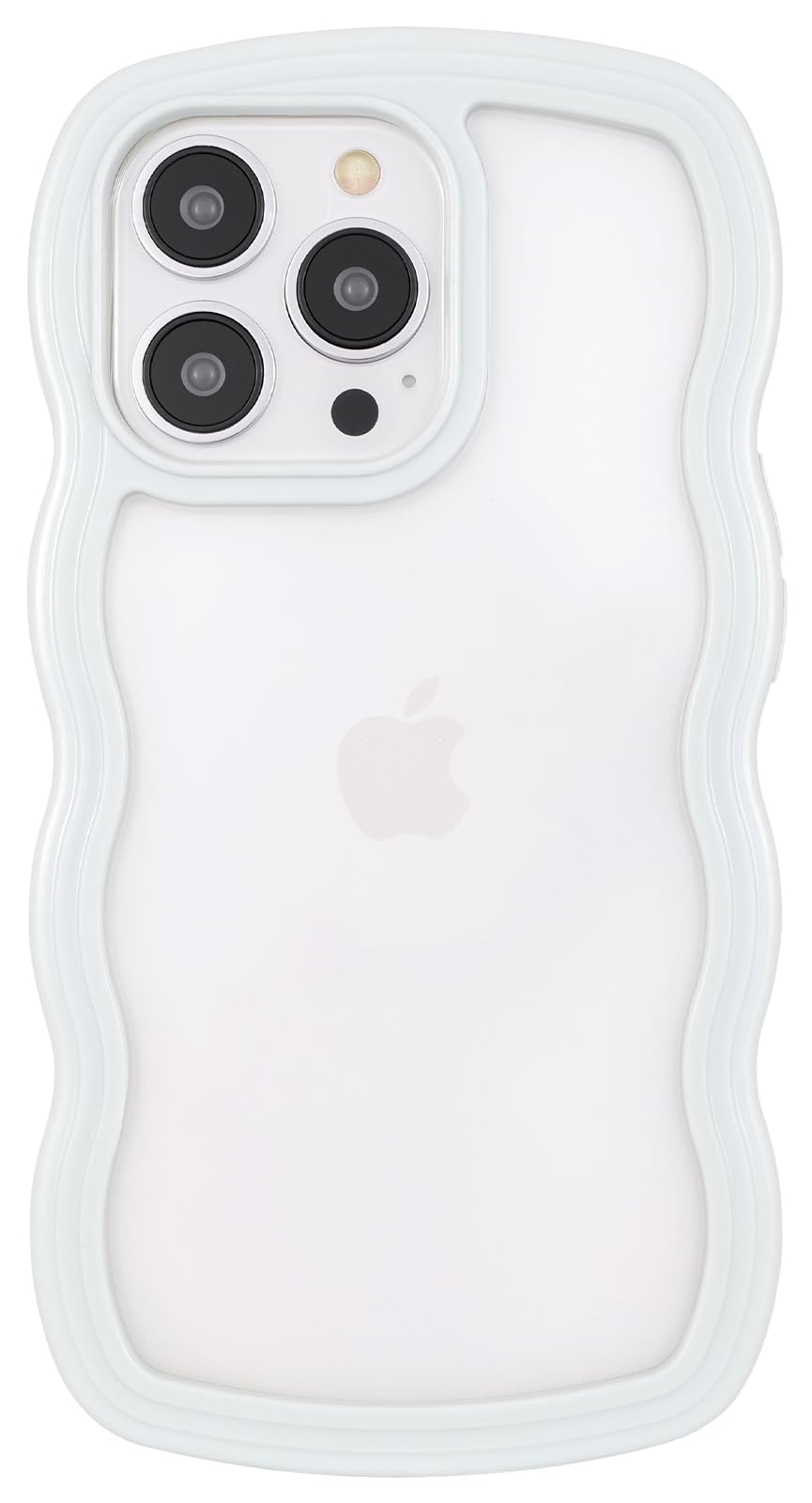 SAITONG for iPhone 14 Pro Max Case 6.7", Cute Kawaii Glitter Sparking Curly Wave Frame Shape Design, Soft TPU + Hard PC Shockproof Protective Bling Phone Cover for Women Girls, Clear-Light Blue