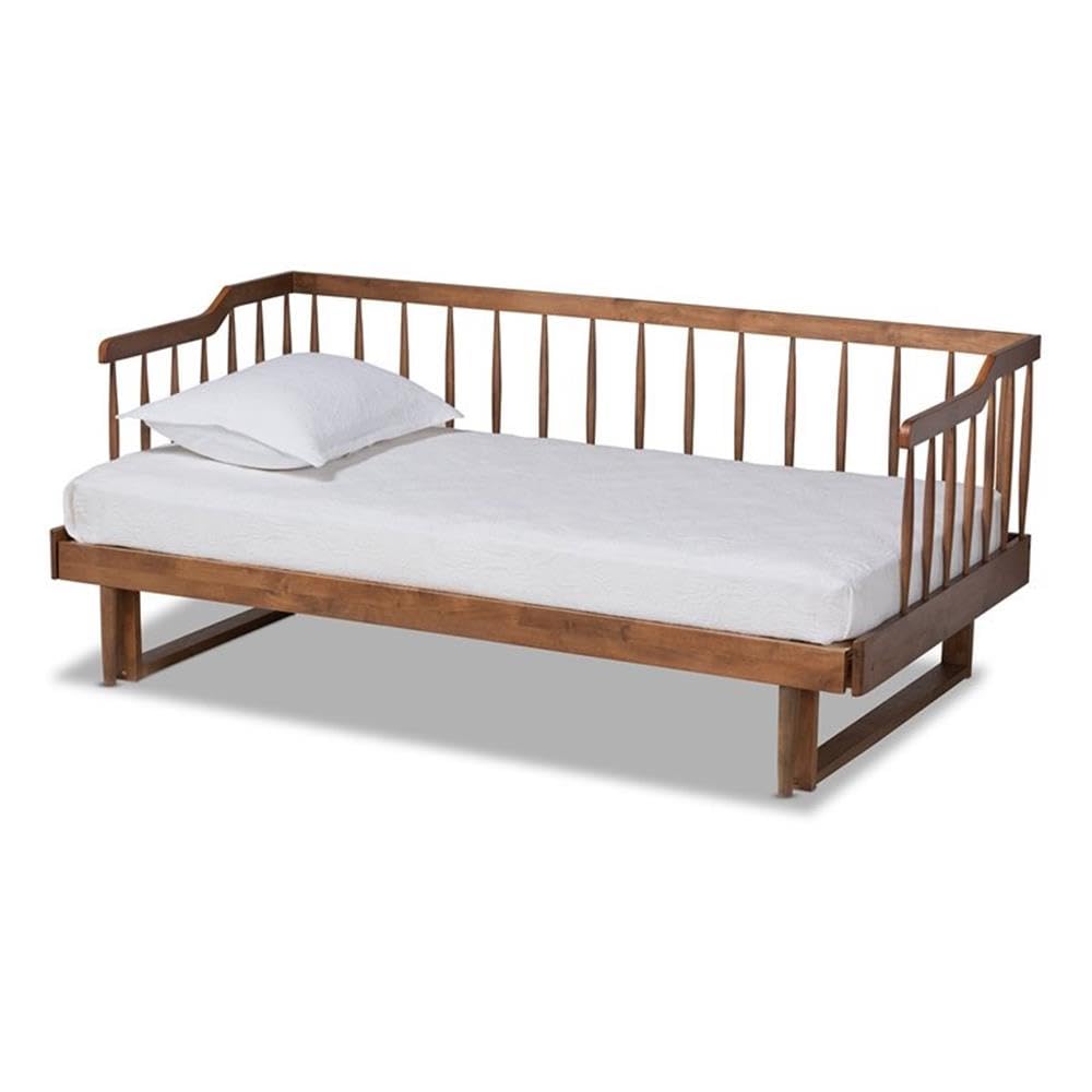 BOWERY HILL Transitional Wood Expandable Twin to King Spindle Daybed in Brown