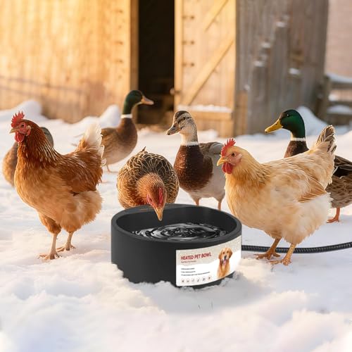 Namsan Beheizter Wassernapf für Hunde, Beheiztes Frostschutz Tränkebecken, Anti-Bite-Schlauchwickel Kabel (165cm), 2.2 L Beheizbarer Wassernapf für Hunde/Katze/Hasen/Hühner im Winter