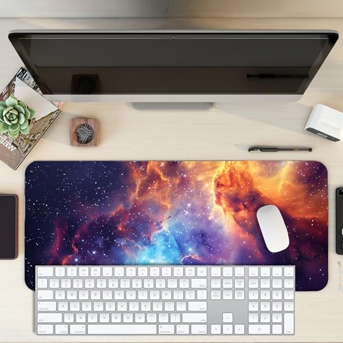 Image of Galaxy Combo XL Extended Gaming Mouse Pad | XXL Large Desk Mat 60x30cm for Laptop & PC | Non-Slip Rubber Base, Waterproof, Durable & Smooth Surface | Office, Gaming & Study, asthetic