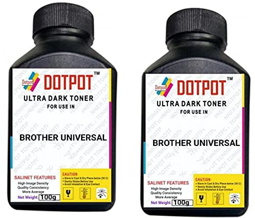 Dotpot TN2025 Toner Powder for USE in Brother HL-2030/2035 / 2040/2045 / 2810/2820 / 2825/2910 / 2920, MFC-7220 / 7225N / 7240/7420 / 7820, Xerox Docuprint 203A / 204A Printers Pack of 2