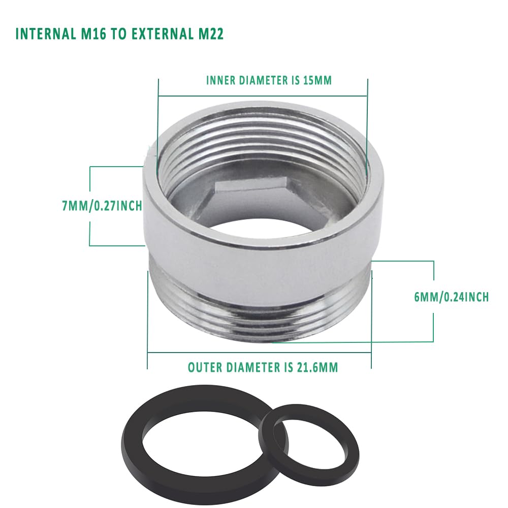 Adaptador De Toque De Metal, M16mm-22mm, 1PCS Adaptador De Grifo Del Conector Del Aireador De Grifo Para Ahorro De Agua De La Cocina, Filtrado Femenino