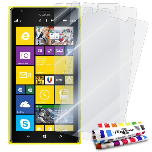  MUZZANO - Set di 3 pellicole protettive per Display Ultra Trasparenti, per Cellulare/Tablet Nokia Lumia 1520 Trasparente