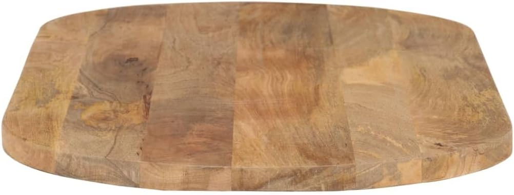 Solid Mango Wood Oval Table Top 39.4x15.7 Inches, Natural Brown Rustic Dining Table with Smooth Surface, Durable Kitchen Island Top for Home and Commercial Use