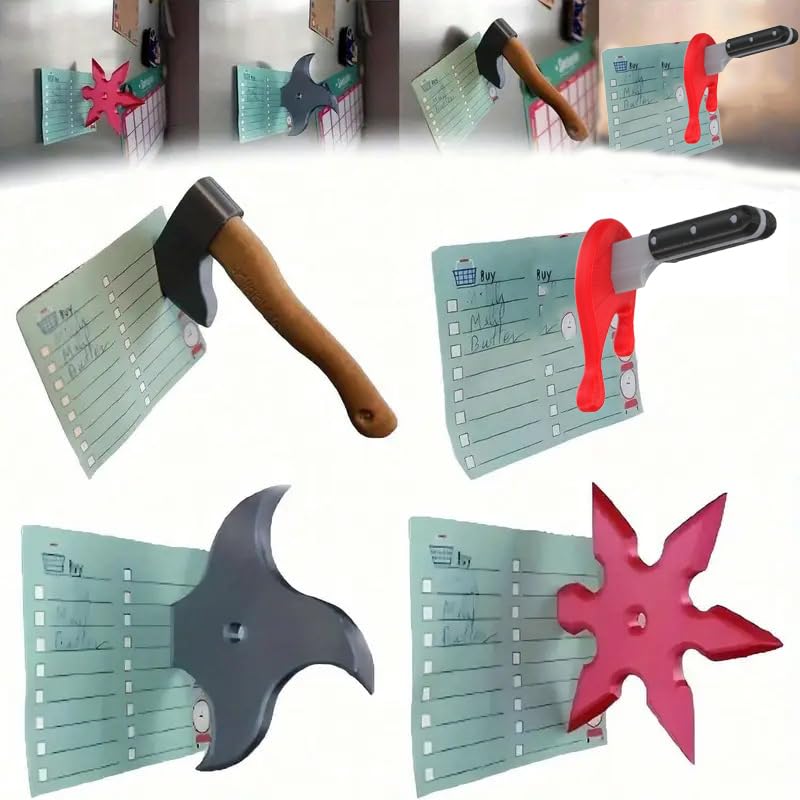 【Ponko】4枚セット 武器マグネット 冷蔵庫マグネット 手裏剣×2+斧+ダガー 樹脂製 おもしろ 3D立体 忍者グッズ キッチン装飾 ユニークギフト インテリア雑貨 冷蔵庫 ホワイトボード 磁石 面白い プレゼント ハロウィン 誕生日 オフィス