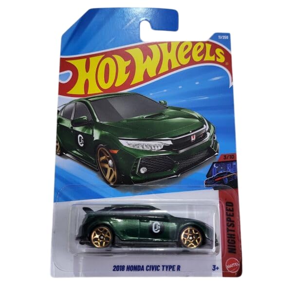 Image of Hot Wheels 2018 Honda Civic Type R Nighspeed Ages 3 and Up 11 /250 (Green)