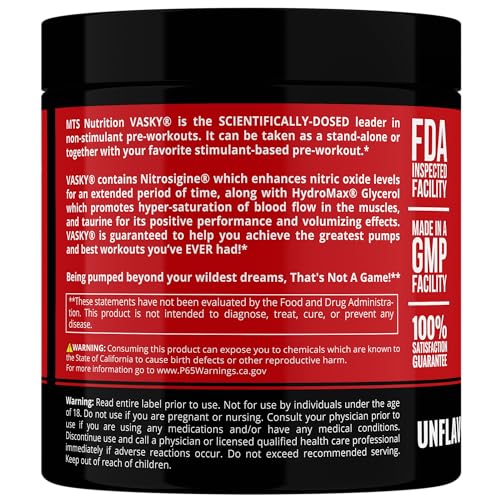 Image of MTS Nutrition Vasky Non-Stimulant Pump Inducer - Muscle Saturating Preworkout - 30 Servings Unflavored