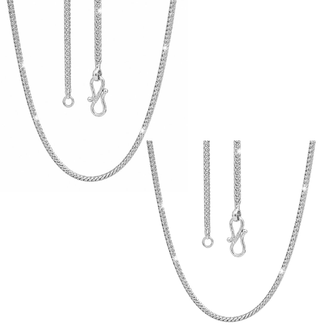 22 Inch Silver Plated Chain Pack of 2 for Men Women 14g-image-30