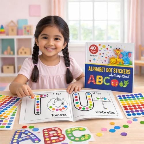 Image of Dot Stickers for Kids Activity Book for 2-5 Year Old - 1600+ Colorful Dot Stickers, 40 Pages Learning Workbook for Preschool Kids, Fine Motor Skill Builder, Educational Activity Book