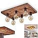 Produktbild Deckenleuchte Amnicon, moderne Deckenlampe aus Holz und Metall in Hellbraun und Schwarz, im offenen Design, 6-flammig, 6 x E27-Fassung, ohne Leuchtmittel