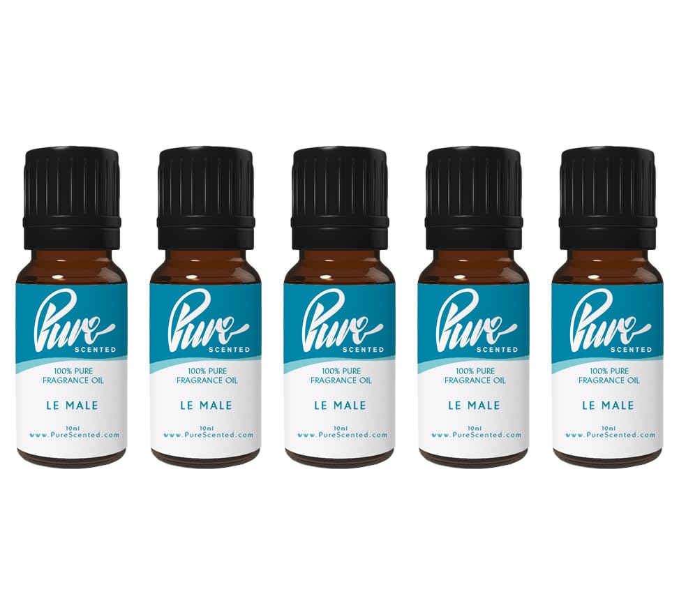 Pure Scented 50ml Fragrance Oils - 5 x 10ml Suitable for Candles, Soaps, Slime, Diffusers, Cosmetics, Wax Melts, Designer (5 x 10ml, The Male)