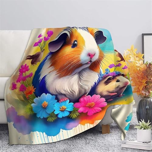 Couverture cochon d'Inde 3D en peluche microfibre douce pour lit 180x200cm