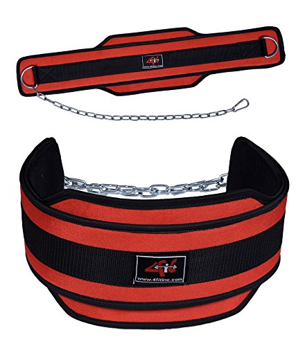 4Fit Weight Lifting Belt, Neoprene Belt Exercise Belt Heavy Chain-Red