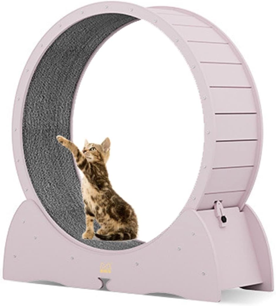 Cat Exercise Wheel Indoor, No Installation Treadmill with Locking Mechanism, TPE Noiseless Roller, for Weight Loss and Daily (Black)(Blue) (Pink)