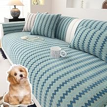 Chenille Art Corrugated Breathable Non-Slip Couch Cover, Washable Non Slip Slipcover, Sofa Cover for Loveseat/3 Cushion/L Shaped/Chaise Lounge Blue,90 * 210cm