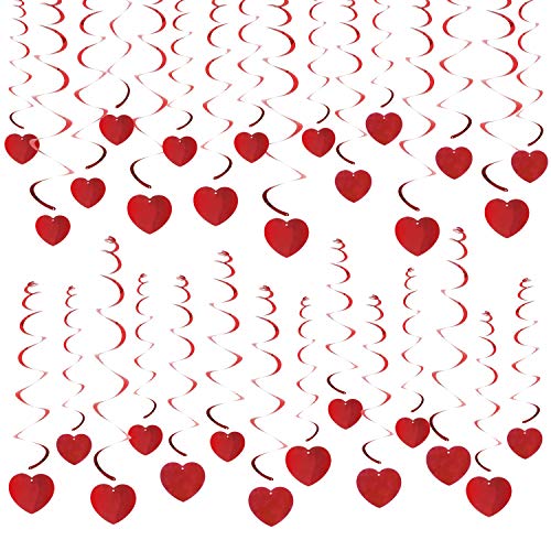 Konsait Valentines Day Decor Red Heart Hanging Swirls Set, 30PCS Romantic Hanging Decor Valentines Decorations for Home Office Ceiling Bridal Shower Bachelorette Wedding Party Supplies Gifts for Her
