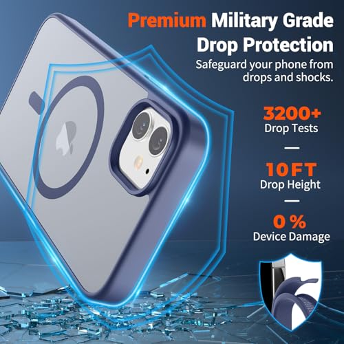 Image of SUPFINE Magnetic for iPhone 12 Mini Case & iPhone 13 Mini Case (Compatible with MagSafe) (Military Grade Drop Protection) Slim Translucent Matte Shockproof Phone Cover,Lavender Gray