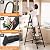 8 Step Folding Ladder,Heavy - Duty Step Stool with Anti - Slip Pedal and Handrails, 330lbs Portable Sturdy Carbon Steel Ladder for Home & Kitchen Use,Black