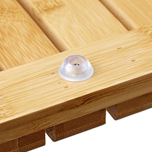 Relaxdays Bamboo Bath Mat, for the Bathroom, Stopper, Hygienic, Moisture-Resistant, 40x65 cm, Natural