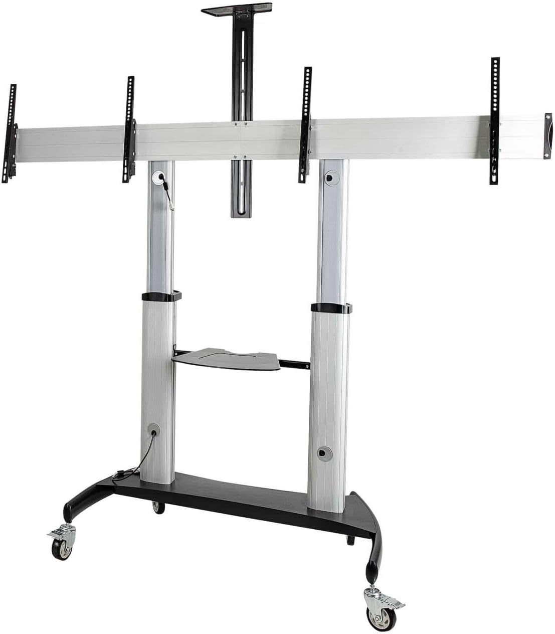 HEAVY DUTY DUAL SCREEN ROLLING TV STAND FOR 37-60IN VESA DISPLAYS (110LB/EACH) -