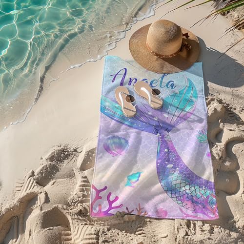 xsdnb Personalized Beach Towels for Kids,Monogrammed Beach Towels with Name,Personalized Towels for Kids Adult,Custom Beach Towel for Girl Boy