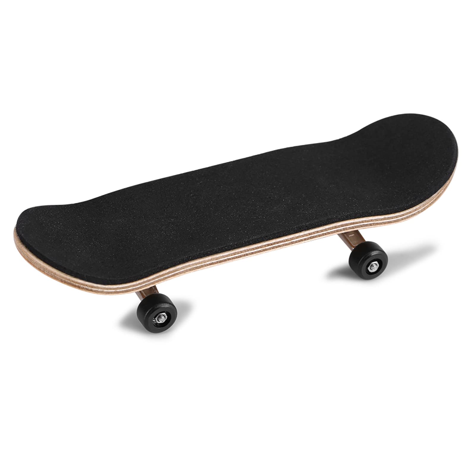 Finger Skateboard, Mini Skateboard Wood Fingerboard Set Finger Toy with Bearing for Kids, 1.1x3.8in (Black)