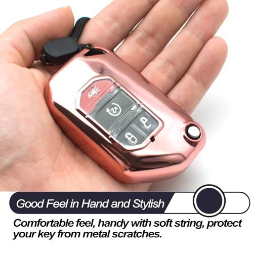Funda para llave de TPU para Jeep rosa evita botones rotos y carcasas agrietadas por golpes 4