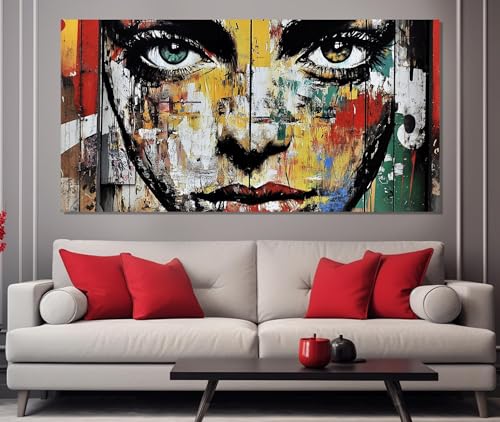 Impression sur toile visage femme abstrait style contemporain 50x100cm - 3