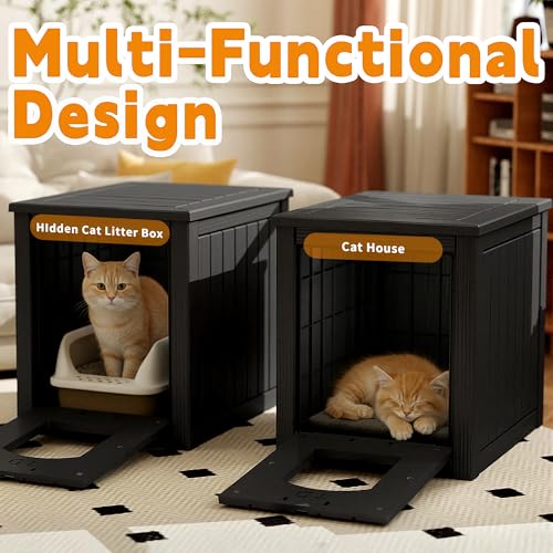 Image of Cat Litter Box Enclosure, Black