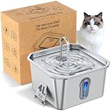 Stainless Steel Cat Water Fountain, 4L/135oz Automatic Circulation pet Water Dispenser, Quiet cat Bowl Water Dispenser, Suitable for Cats, Dogs and Multiple Pets. (Pet Fountain+2 Filters+2 Sponges)