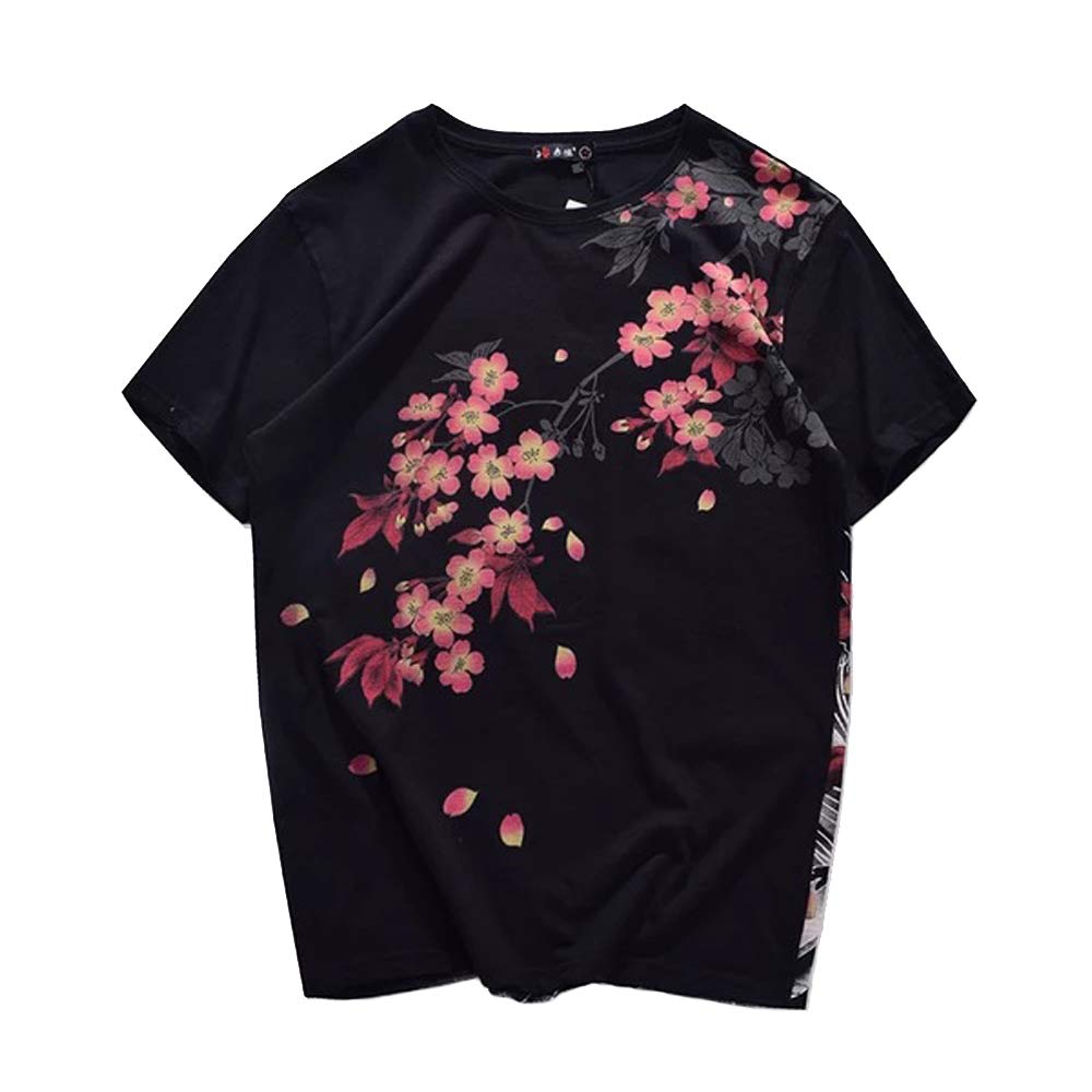 BaronHong Luźny wzór graficzny bawełniany t-shirt męski krótkie rękawy