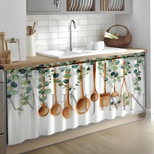 Image of Waterproof Sink Curtain for Modular Kitchen (150cm X 70cm) (Spoon)