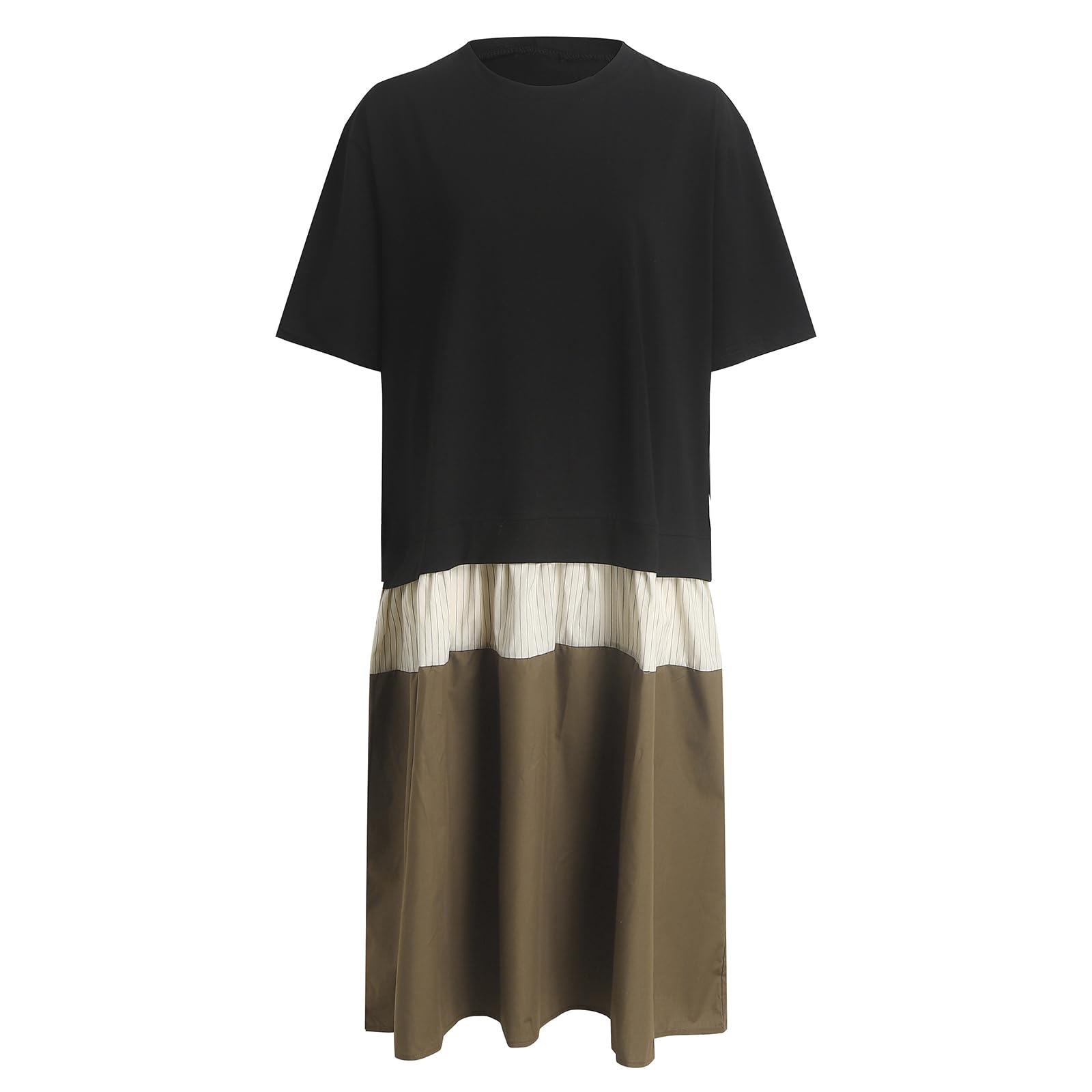 Vestidos Verano Mujer Vestidos Verano Mujer Largos, Cuello Redondo Transpirable Fibra Natural Uso Diario Vestido De Fiesta Mujers Elegantes Vestido Tejido Elástico Frío