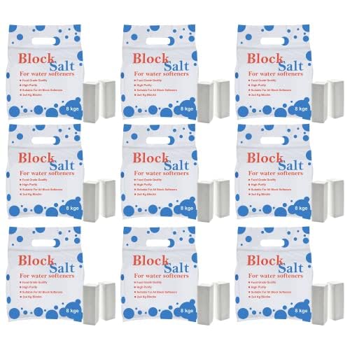 HSD 9 pack Block Salt for Water Softeners, Original Pure Grade A Food Quality Salt - Softening Salt Blocks Best For Laundry Kitchen Dish Washing Industrial & Hotel Use Food Grade Salt Block 9 Pack