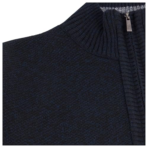 Men's Shawl Collar Cable Knit Cardigan Sweater, Full Zip Sherpa Lined, with Pockets3