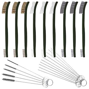 9 PCS Wire Brush with Carb Cleaner Set, FineGood Wire Brush Set for Car Detailing Cleaning 3 Brass Brush 3 Steel Brush 3 Nylon Brush Tool Kits