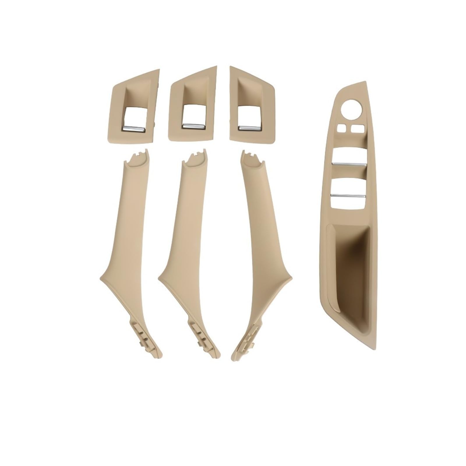 Fpcdhxsp Inner Door Pull Handle Trim Cover for BMW for 5 Series for F10 for F18 523 525 528 LHD RHD Car Interior Door Handle Pull 7Piece Set(RHD Beige)