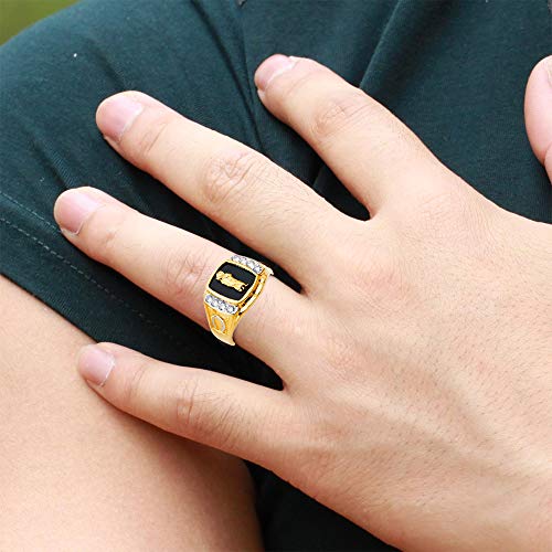 14K Yellow Gold Onyx St. Jude Men's Ring For Mens (9.0) #TOP1